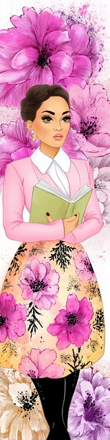 Free teacher bookmark featuring a teacher with a green folder